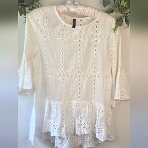 Luna RAE White Eyelet Lace Women's Top